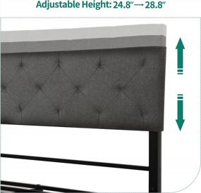 img 1 attached to Queen Size YITAHOME Upholstered Platform Bed W/ Adjustable Headboard & Steel Slat Mattress Foundation - No Box Spring Needed!