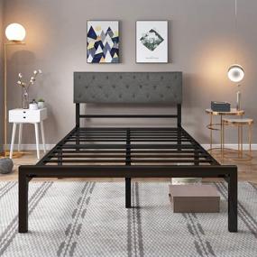 img 3 attached to Queen Size YITAHOME Upholstered Platform Bed W/ Adjustable Headboard & Steel Slat Mattress Foundation - No Box Spring Needed!