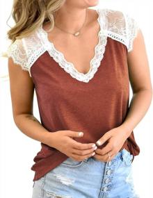 img 2 attached to Loose Fitting Women'S V-Neck Crochet Lace Tunic Tank Tops With Short Sleeves - Basic And Stylish