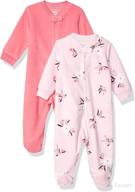 👶 pack of 2 unisex babies' microfleece footed zip-front sleep and play by amazon essentials logo