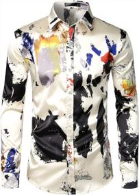 img 4 attached to ZEROYAA Hipster Splash Design ZLCL12 Beige Men's Shirt: Trendy and Stylish Clothing Pick