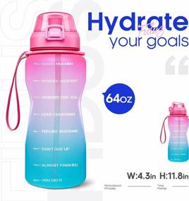 img 3 attached to 64Oz Motivational Water Bottle With Time Marker & Straw, BPA Free Tritan Jug For Fitness, Gym And Outdoor Sports - Leakproof Half Gallon/Fidus
