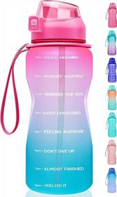 img 4 attached to 64Oz Motivational Water Bottle With Time Marker & Straw, BPA Free Tritan Jug For Fitness, Gym And Outdoor Sports - Leakproof Half Gallon/Fidus