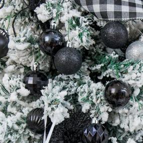 img 1 attached to Небьющиеся украшения для рождественских шаров - набор из 34 подвесных украшений для рождественской елки, идеально подходящих для праздничной свадьбы, украшений для Хэллоуина и рождественского декора в черном цвете (1,57 дюйма)