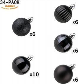 img 3 attached to Shatterproof Christmas Ball Ornaments - Set Of 34 Xmas Tree Hanging Decorations, Ideal For Holiday Wedding, Halloween Decorations, And Christmas Decor In Black Color (1.57 Inches)