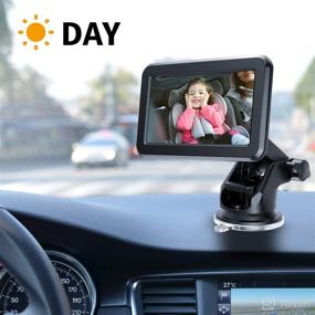 img 1 attached to 🚗 HD Baby Car Mirror Camera - 4.3'' Display with Night Vision, Wide View - Stable Suction Mount - Ideal Car Camera for Families with Newborn Babies