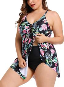 img 1 attached to 👙 Coverage Tankini Swimsuit with Shirring - Women's Swimwear & Cover Ups