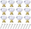 golden diamond shaped crystal glass cabinet knobs pull handles - yourgift 12 pack, 30mm size logo