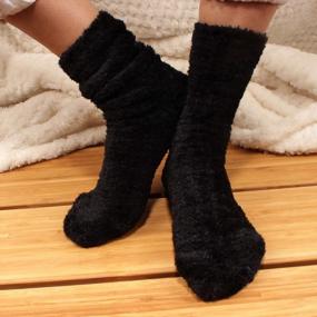 img 2 attached to Feather-Light Fuzzy Socks For Women - Luxuriously Soft And Cozy With Multiple Color Choices
