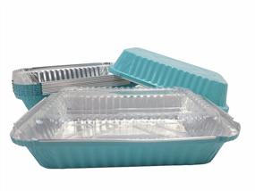 img 2 attached to 50 Blue KitchenDance Colored 1-1/2 Pound Take Out Pans With Plastic Lid 24 Oz. #6417P