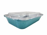 50 blue kitchendance colored 1-1/2 pound take out pans with plastic lid 24 oz. #6417p logo