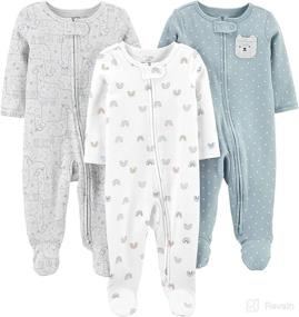 img 4 attached to 👶 Affordable and Adorable: Simple Joys by Carter's Unisex Babies' Cotton Footed Sleep and Play - Pack of 3