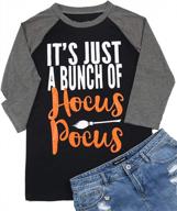 women's 3/4 sleeve raglan baseball halloween graphic tee - "hocus pocus logo