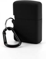 protect and personalize your classic zippo lighter with fironst silicone case - anti-lost, rubber cover with metal carabiner (black) logo