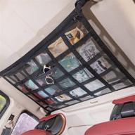 🚗 enhanced car ceiling cargo net pocket: strengthened load-bearing & droop less double-layer mesh car roof storage organizer - ideal for trucks, suvs, travel & camping interior accessories - 31.5"x21.6 logo