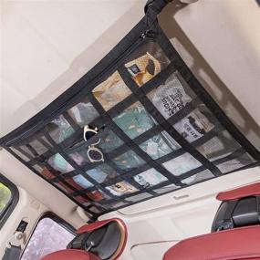 img 4 attached to 🚗 Enhanced Car Ceiling Cargo Net Pocket: Strengthened Load-Bearing & Droop Less Double-Layer Mesh Car Roof Storage Organizer - Ideal for Trucks, SUVs, Travel & Camping Interior Accessories - 31.5"x21.6