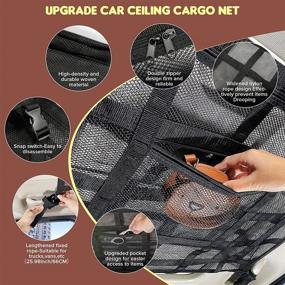 img 2 attached to 🚗 Enhanced Car Ceiling Cargo Net Pocket: Strengthened Load-Bearing & Droop Less Double-Layer Mesh Car Roof Storage Organizer - Ideal for Trucks, SUVs, Travel & Camping Interior Accessories - 31.5"x21.6