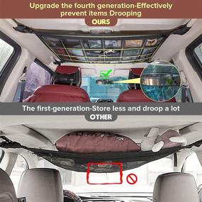 img 3 attached to 🚗 Enhanced Car Ceiling Cargo Net Pocket: Strengthened Load-Bearing & Droop Less Double-Layer Mesh Car Roof Storage Organizer - Ideal for Trucks, SUVs, Travel & Camping Interior Accessories - 31.5"x21.6