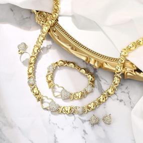 img 2 attached to Африканский комплект украшений для женщин, ожерелье из австрийского хрусталя, браслет, серьги, кольцо, выпускной вечер, массивные украшения BriLove.