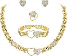 img 4 attached to African Jewelry Set For Women Austrian Crystal Necklace Bracelet Earrings Ring Prom Party Statement Jewellery BriLove.