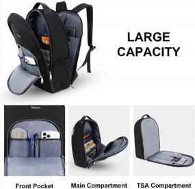 img 2 attached to Черный рюкзак для деловых поездок для мужчин, одобренная авиакомпанией сумка для ноутбука Mancro с 15,6-дюймовым отделением для компьютера, сумки для студентов колледжа для школы и путешествий, идеальный подарок для мужчин