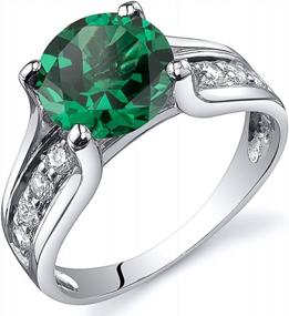 img 4 attached to Sterling Silver Peora Simulated Emerald Cathedral Solitaire Ring, Round Shape 8Mm, 1.75 Carats Total, Comfort Fit Sizes 5-9