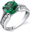 sterling silver peora simulated emerald cathedral solitaire ring, round shape 8mm, 1.75 carats total, comfort fit sizes 5-9 logo