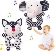 high contrast plush baby rattles with elephant and fox designs for developmental stimulation logo
