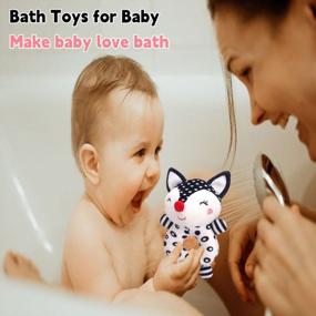 img 1 attached to High Contrast Plush Baby Rattles With Elephant And Fox Designs For Developmental Stimulation