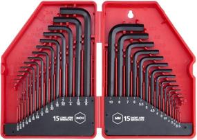 img 4 attached to High-Quality 30-Piece Hex Key Allen Wrench Set - SAE and Metric Assortment, L Shape, Chrome Vanadium Steel, with Precise and Chamfered Tips. Sizes Include SAE 0.028 - 3/8 inch and Metric 0.7 - 10 mm. Comes in a Convenient Storage Case.