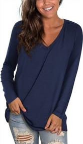 img 4 attached to Stay Stylish All Year Long With LONGYUAN 2023 Women'S Spring & Winter Long Sleeve V-Neck Tunic Tops