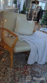 img 7 attached to Современный акцентный стул середины века с подушкой, длинный подлокотник 28,3 дюйма, обитый льняной тканью, деревянный каркас, гостиная, спальня, балкон для чтения, набор из 1 предмета - CDCASA
