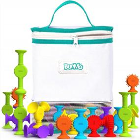 img 4 attached to 44 Piece BUNMO Textured Suction Bath Toy Set To Enhance Fine Motor Skills, Sensory Stimulation And Creativity - No Mold Buildup, Perfect Easter Gift For Toddlers