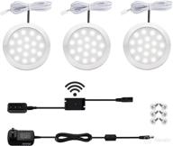 🔆 moobibear led cabinet puck lights: dimmable 2w 600lm hand wave activated under cabinet lighting kit - 5000k daylight white closet light - 3 pack under counter lights for kitchen логотип