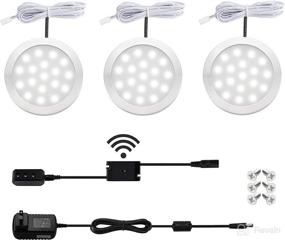 img 4 attached to 🔆 Moobibear LED Cabinet Puck Lights: Dimmable 2W 600lm Hand Wave Activated Under Cabinet Lighting Kit - 5000K Daylight White Closet Light - 3 Pack Under Counter Lights for Kitchen