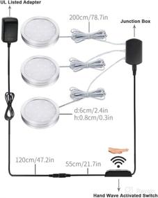 img 1 attached to 🔆 Moobibear LED Cabinet Puck Lights: Dimmable 2W 600lm Hand Wave Activated Under Cabinet Lighting Kit - 5000K Daylight White Closet Light - 3 Pack Under Counter Lights for Kitchen