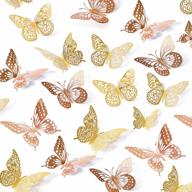 saoropeb 3d butterfly wall decor, 48 pcs 4 styles 2 color 3 sizes, removable metallic wall sticker room mural decals for kids bedroom nursery classroom party decoration wedding decor diy gift (2 color) logo