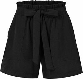 img 3 attached to Summer Paper Bag Shorts For Women: Elastic Waist Casual Shorts By GlorySunshine