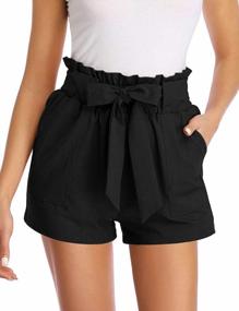 img 4 attached to Summer Paper Bag Shorts For Women: Elastic Waist Casual Shorts By GlorySunshine