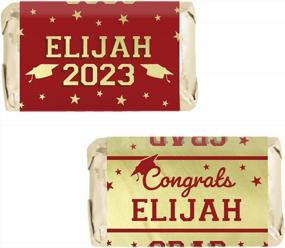 img 4 attached to Personalized Graduation Mini Candy Bar Wrappers - Class Of 2023 Red And Gold Party Favor Stickers - 45 Labels