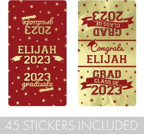 img 2 attached to Personalized Graduation Mini Candy Bar Wrappers - Class Of 2023 Red And Gold Party Favor Stickers - 45 Labels