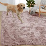 top-rated gorilla grip fluffy faux fur area rug - soft furry rugs for bedroom and living room - 4x6, machine washable, dusty rose логотип