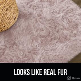 img 3 attached to Top-rated Gorilla Grip Fluffy Faux Fur Area Rug - Soft Furry Rugs for Bedroom and Living Room - 4x6, Machine Washable, Dusty Rose