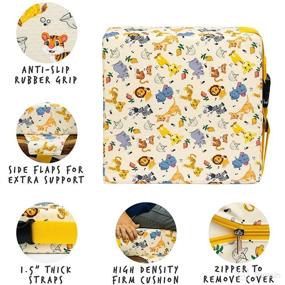 img 2 attached to 🍽️ Enhance Dining Experience with 3-Inch Waterproof Toddler Booster Seat - Safari Print Design & Sure-Grip Bottom, includes Reusable Napkin