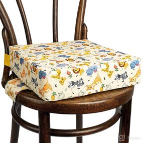 img 4 attached to 🍽️ Enhance Dining Experience with 3-Inch Waterproof Toddler Booster Seat - Safari Print Design & Sure-Grip Bottom, includes Reusable Napkin