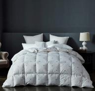 all-season king size goose down comforter quilts with 100% cotton shell, crown design, 8 tabs, and down-proof material: perfect duvet insert by sheone логотип