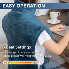 img 3 attached to DAILYLIFE Electric Heating Pad: UL Certified Overheating Protection, 6 Heat Settings For Neck And Shoulder Pain Relief, 26"X35" Wrap, Auto-Off And Machine Washable In Blue