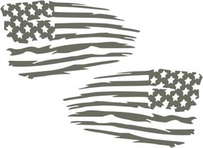 img 1 attached to UR Impressions Gry Mirrored Tattered American Flag 2-Pack Decal Vinyl Sticker Graphics For Cars Trucks SUV Vans Walls Windows Laptop