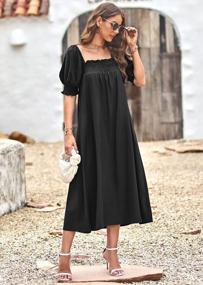 img 3 attached to KIRUNDO 2023 Women'S Summer Puff Sleeve Square Neck Loose Maxi Dress | Maternity, Babydoll & Casual Long Dresses With Pocket