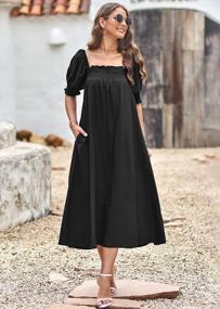 img 2 attached to KIRUNDO 2023 Women'S Summer Puff Sleeve Square Neck Loose Maxi Dress | Maternity, Babydoll & Casual Long Dresses With Pocket
